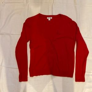100% Cotton Cardigan Sweater, Red, Size L